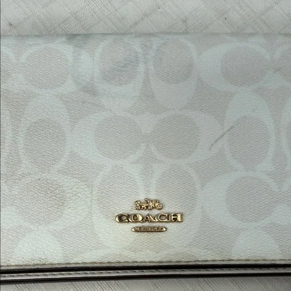 Coach Anna Foldover Clutch Crossbody Bag in Signature Canvas.